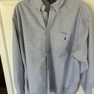 Ralph Lauren Blue and White Classic Perfect Checkered Button Down Shirt XL.